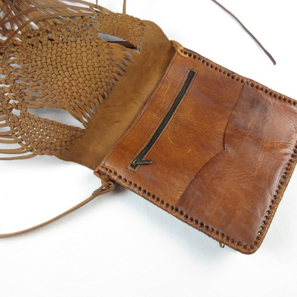 Vintage Genuine Leather Handcrafted Fringed Leather Purse - Picture 3 of 6